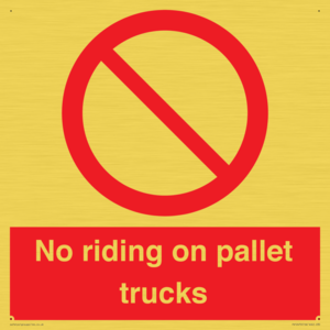 No riding on pallet trucks